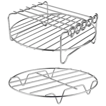 

Air Fryer Accessories-Air Fryer Rack Set of 2, Multi-Purpose Double Layer Rack with Skewer, Compatible with XL Power