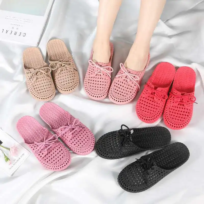 

Sandals Women's Summer Anti-slip Deodorizing Closed-toe Hollow out Porous Shoes Household Indoors And Outdoors Drag Lazy Fashion