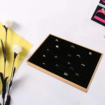 

Large Display Surface Black Flannel Covered Jewelry Tray High Quality Storage Jewelry Display Tray Necklaces Eings Earrings