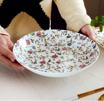 

10 inch, real bone china deep service plate, porcelain charge plate, ceramic dinner plates, decorative serving dish platte