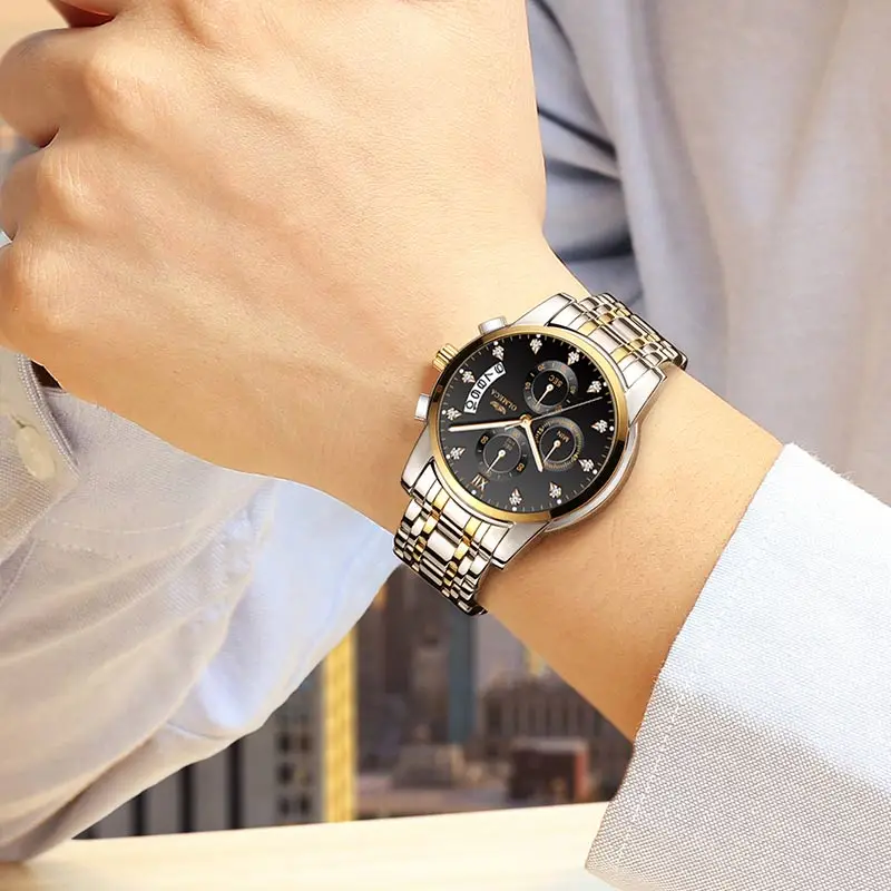 Reloj Hombre мужские часы OLMECA модные деловые мужские часы брендовые Роскошные наручные часы с ремешком из нержавеющей стали Кварцевые часы 0827