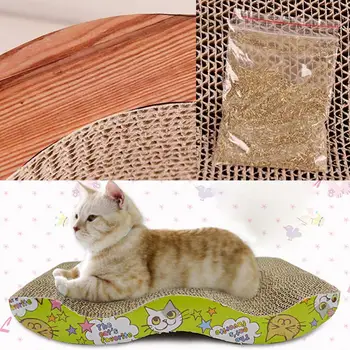 

43x21CM Big Pet Cat Scratching Corrugated Board Grinding Claw Plate+Catnip Paper Pad Climbing Frame Scraper Mat