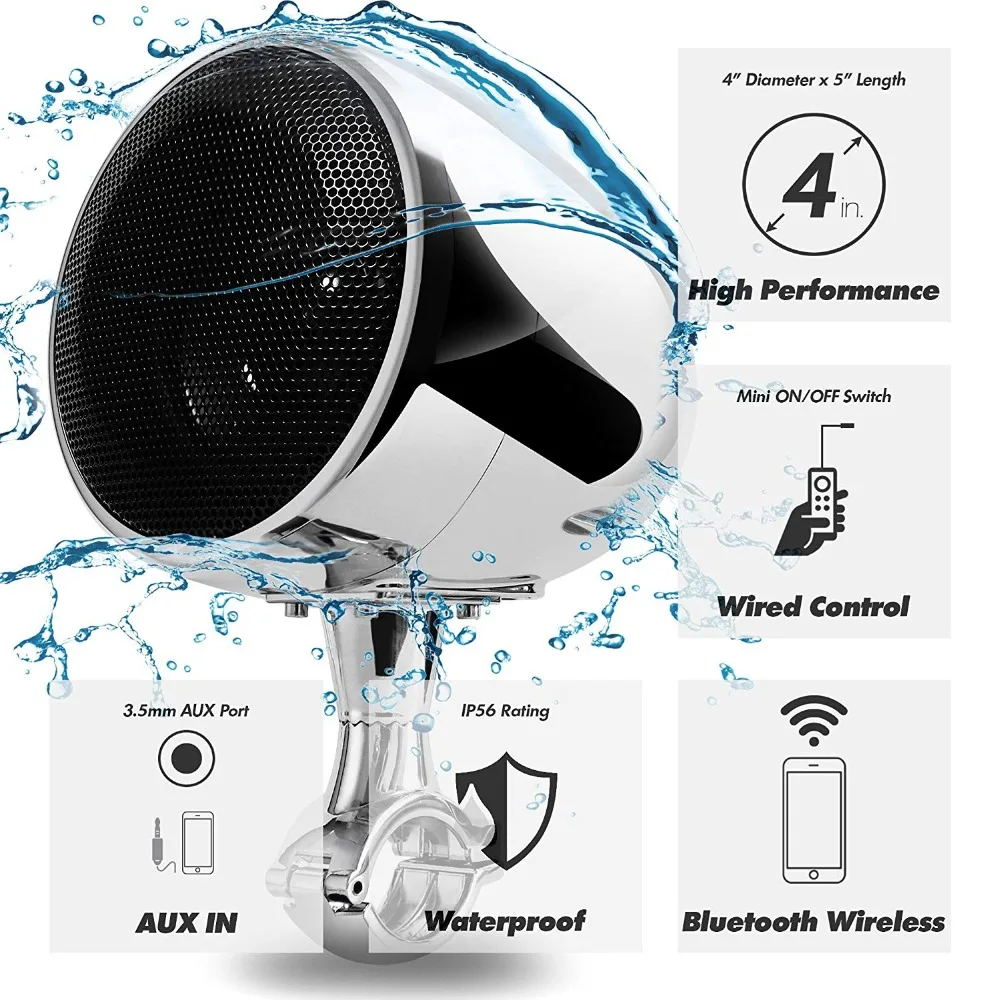 Высокопроизводительная 4 дюймовая Водонепроницаемая Bluetooth Колонка Aileap SPK350 для