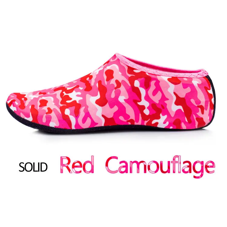 Мужская и Женская водонепроницаемая обувь для плавания с принтом носков; цветные летние пляжные кроссовки; носки; тапочки для мужчин и женщин - Цвет: Camouflage red sock