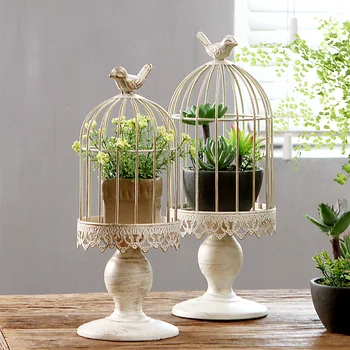 

Northern European-Style Iron Art Desktop Ornaments Birdcage Candlestick Wedding Showcase Decorations Retro Candle Holder