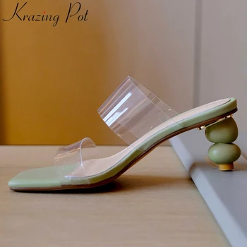 

Krazing Potsummer new arrival jelly shoes peep toe strange high heels simple design slip on mules young lady sandals women L05