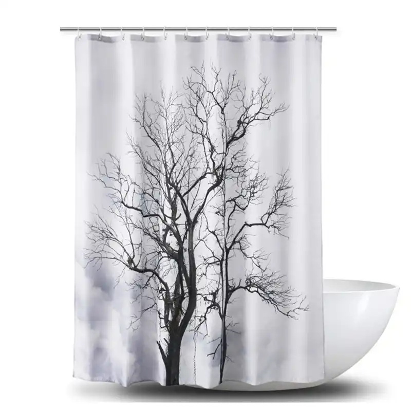 High Quality Simple Style Tree Branches Digital Printing Shower