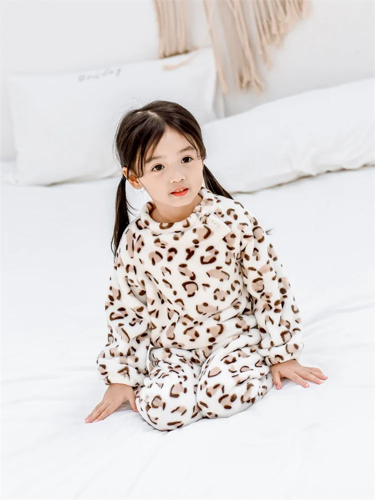 Зимний фланелевый комплект домашней одежды; хлопковые пижамы; подарок для детей; теплая одежда для сна с длинными рукавами и рисунком для маленьких мальчиков и девочек; - Цвет: STYLE 12