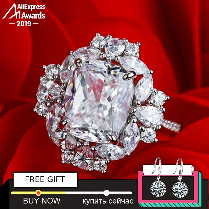 

Black Friday 12*10mm Rectangle Cushion S925 Fine Jewelry sterling silver ring Lab-created diamond Carat 4Cs wedding dream
