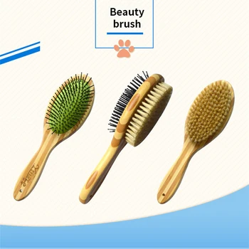 

Double-sided Pet Comb Dog Cat Brush Pet Hair Massage Handle Comb Wooden Removal Soft Bath Brush Pet Grooming Tool