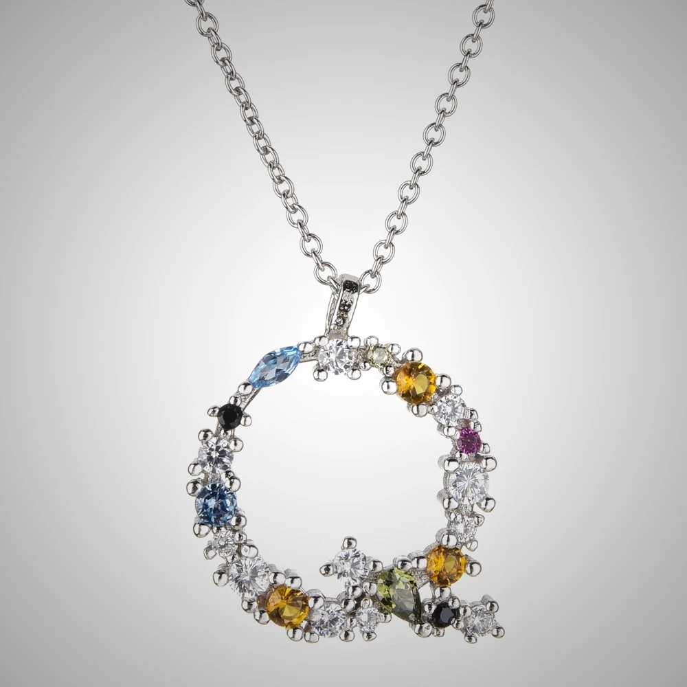 Silver Q Altruist, 925 пробы, серебро, 26 букв, золото, Начальная Буква A B, подвеска, ожерелье, тонкая длинная цепочка, Регулируемая Мини, P G CZ, ювелирное изделие - Окраска металла: Silver Q