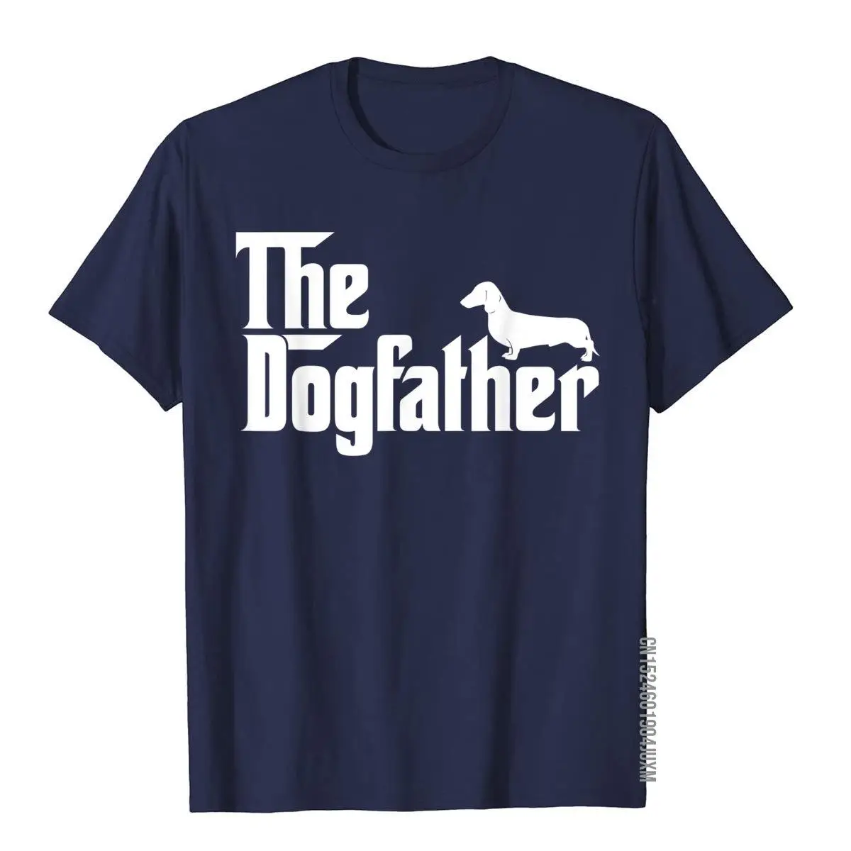 Mens The Dogfather Dachshund T-Shirt Funny Father Dog Lover Gift T-Shirt__97A3284navy