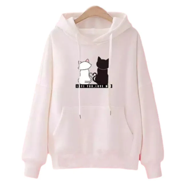 Streetwear Hoodies Women Sweatshirt Autumn Long Sleeve Hoodies Harajuku Hoodie Cute Cat Print Sweatshirt 6