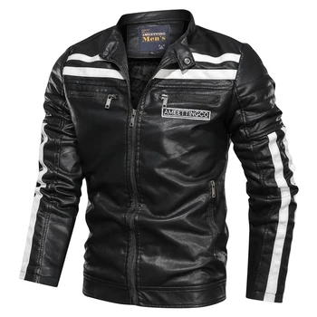 

New autumn Men Leather Jacket Slim PU Coat Leather Outerwear Zipper PU Bomber Jacket Stand Collar Motorcycle New Leisure PU