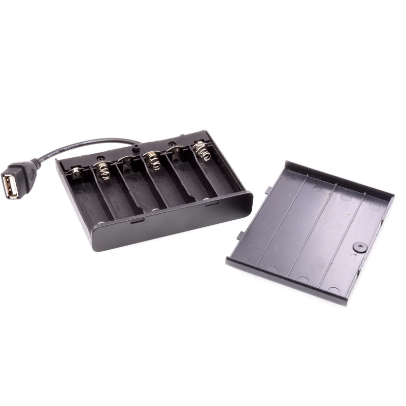 DC9V 휴대용 6 x AA 배터리 홀더 케이스, USB 전원 공급 장치 배터리 보관함 커버 크리스마스 LED 스트립 조명