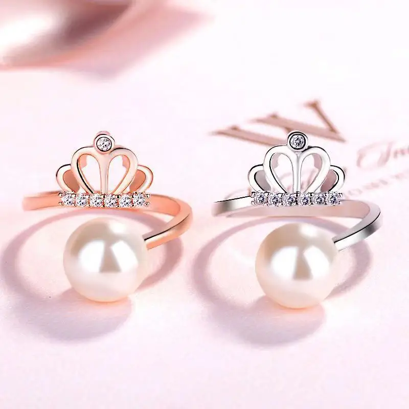

Ailend Gold Silver Color Ring Ladies Personality Design Crystal Crown Adjustable Ring Jewelry 2019 New Party Gifts