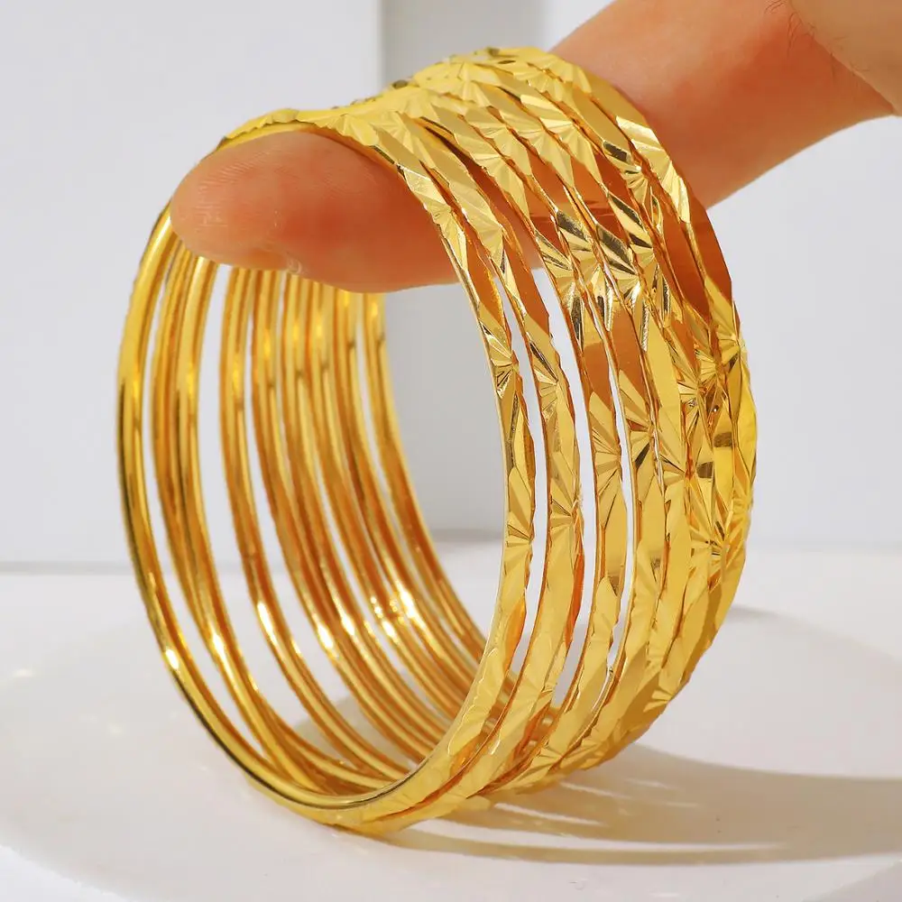 Women Bangles Jewelry Sets 9PCS Gold Color Arab African Bridal Party bangle bracelet