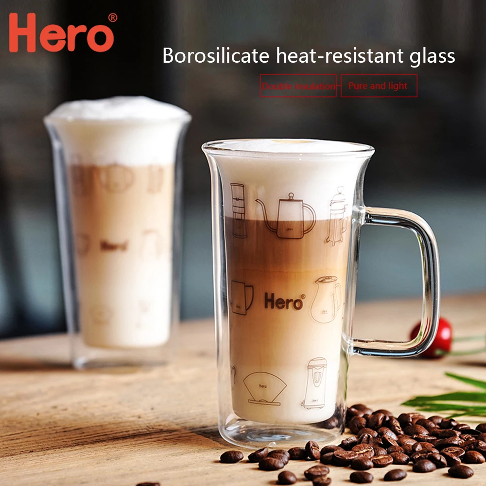 

Coffee Cup Reusable High-quality Double Layers mug Coffee Glass Cup Heat Insulation Drinking Milk Tea Cups Transparent Drinkware