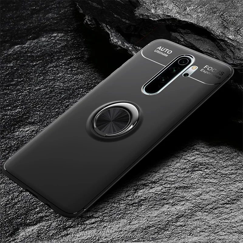 Роскошный мягкий автомобильный чехол-кольцо для Xiaomi Redmi Note 8 Pro, противоударный чехол для Xiaomi Redmi Note 8 Pro, силиконовый бампер из ТПУ - Цвет: Черный