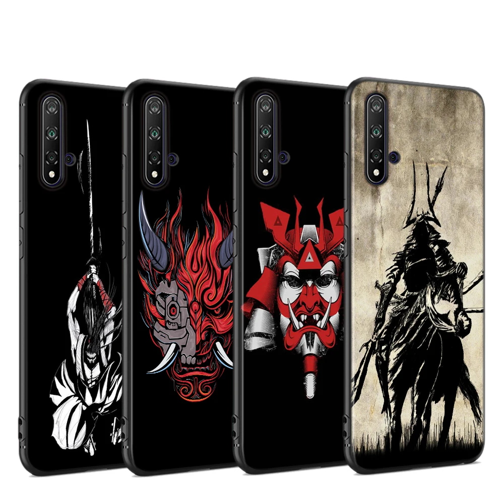 Силиконовый чехол с японским Самураем для Huawei Nova 8 7 7i 6 SE 5i 5 5T 4E 4 3E 3i 3 2i Pro черный