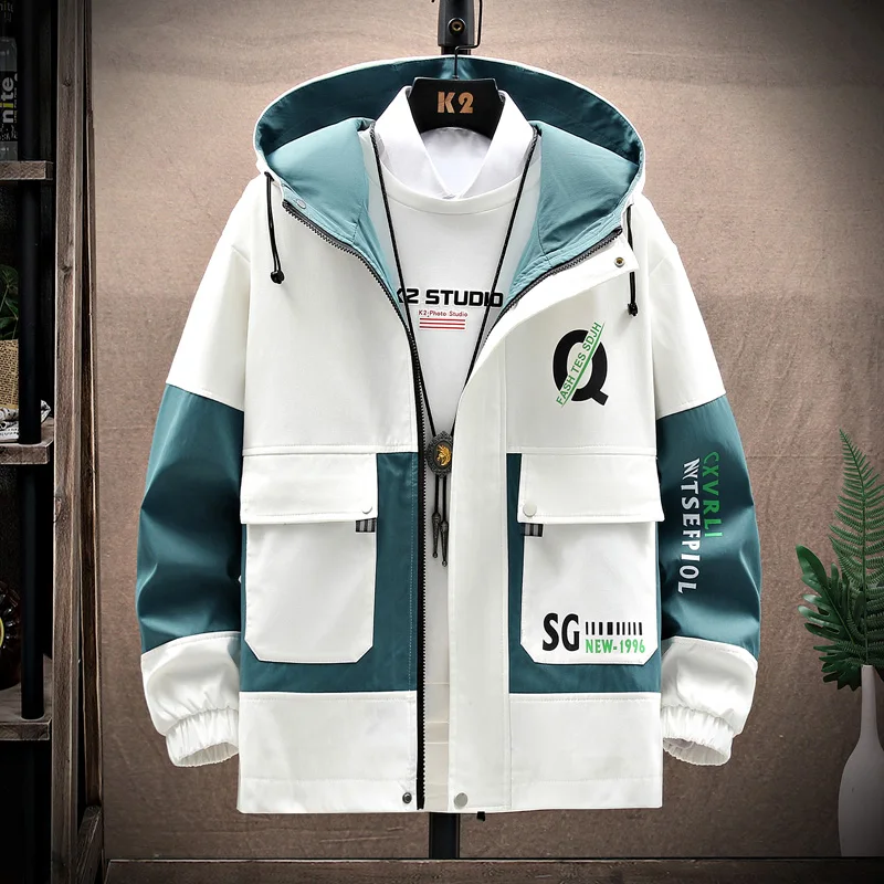 AAPAH Men'S Hooded Jackets Spring Casual Streetwear Hip Hop