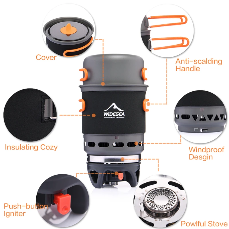 Online Estufa de Camping Widesea utensilios de cocina para cocina al aire libre olla sartén quemador de Gas propano