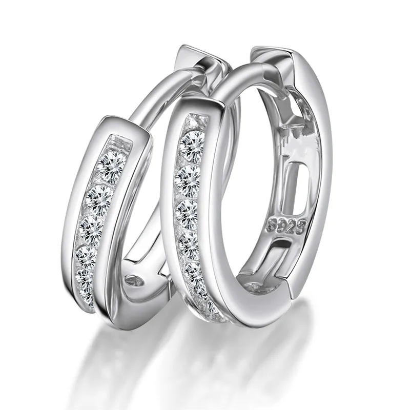 

QYI 925 Sterling Silver Earrings Sparkling Single Row Zircon Stud Earrings For Women