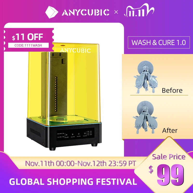 Anycubic 3D Printer Wash And Cure Machine 2-in-1 UV Resin curing for 3d printer cure models