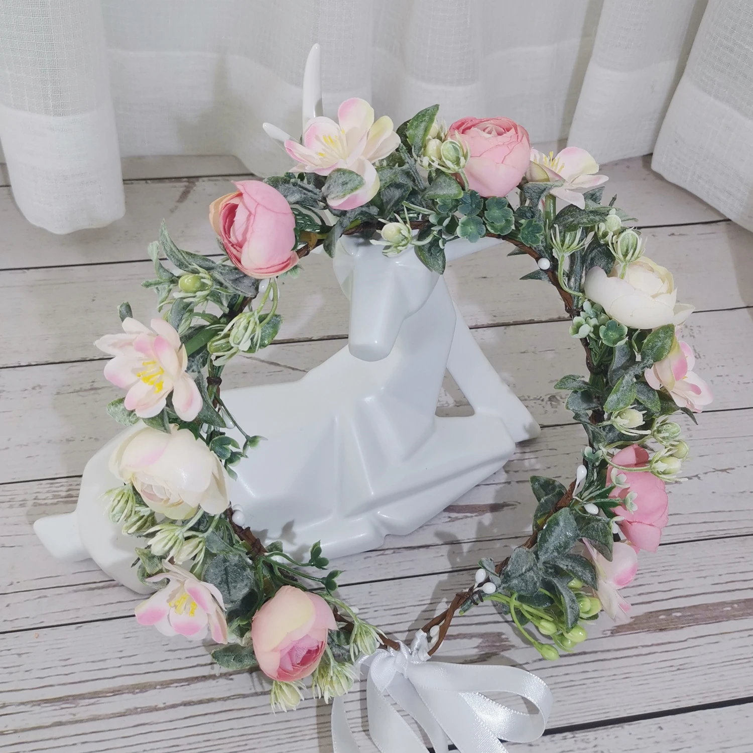 Corona de flores jazmín rosa para niña, diadema para niña, accesorios para el cabello de para mujer, guirnalda Floral, tocado nupcial|Accesorios para el pelo de mujer| - AliExpress