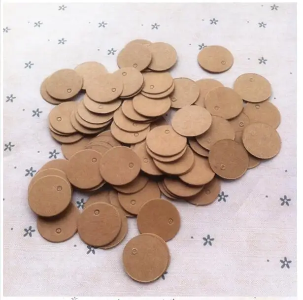 500pcs Diameter 2cm Blank Kraft Paper Hang Tags Wedding Party Favor Label Price Gift Card Garment Tags Sticker