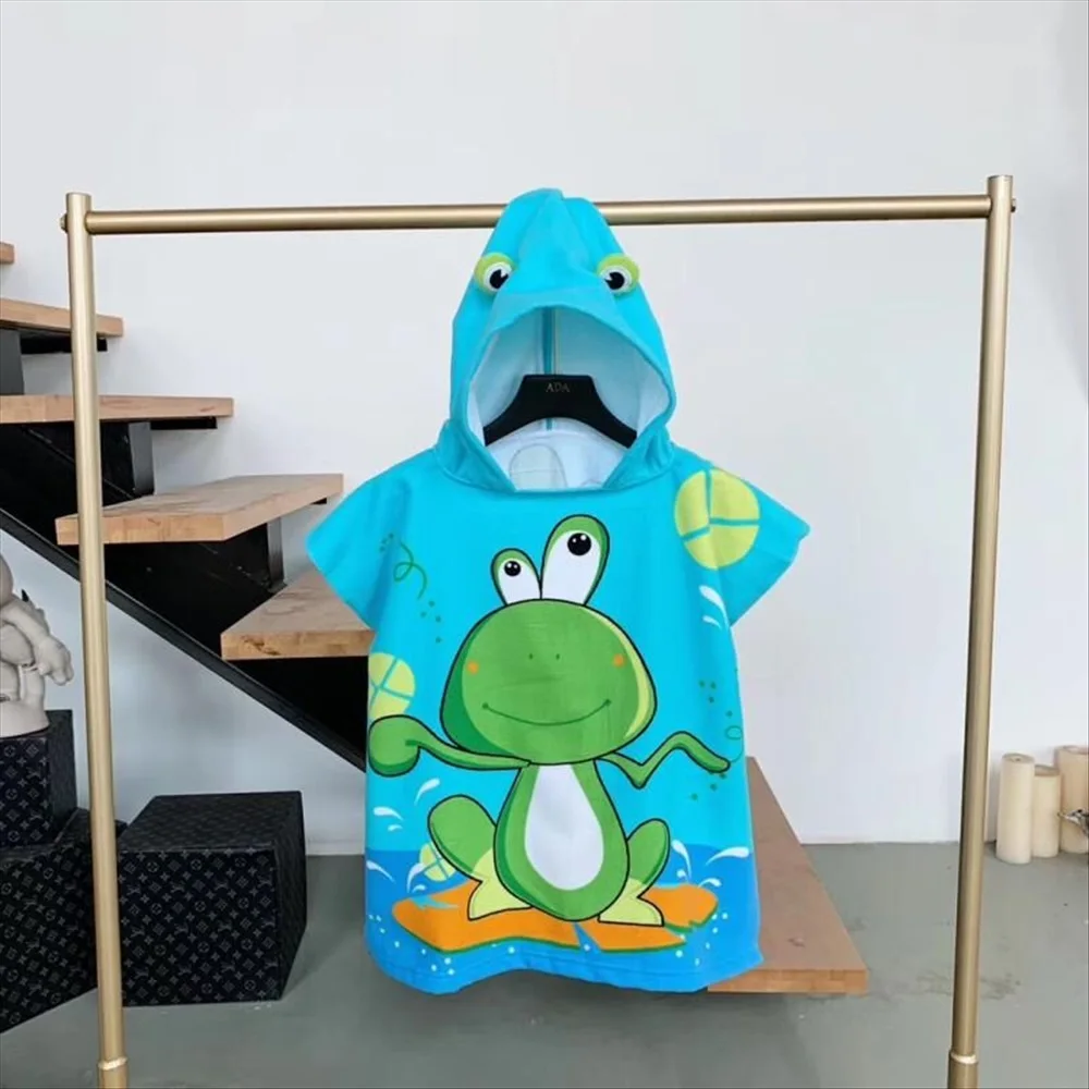 Girls Beach Towel Cartoon Hooded Cloak Unicorn Dinosaur Printed Microfiber Kids Swimming Bath Towel Baby Boy Bathrobe Pool Robes