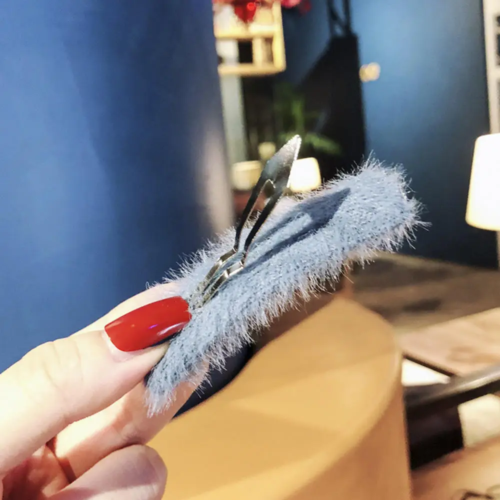 Корейский меховой зажим для волос BB норковая искусственная надпись плюшевая