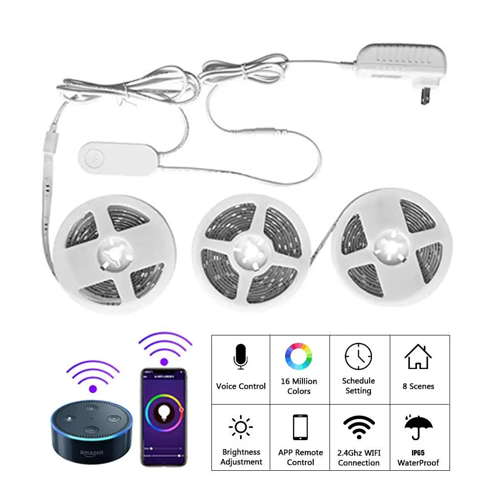 Smart RGBW LED Strip Lights Kit Compatible with Alexa and Google  Assistant,Smart Wireless WiFi LED Controller with 24Key jk1674 - AliExpress  Lights & Lighting