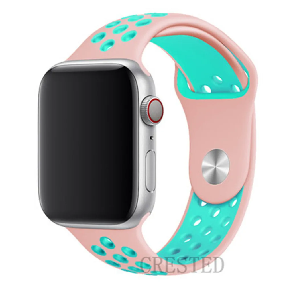 Спортивный ремешок для apple watch band 44 мм/40 мм apple watch 5 4 band iwatch band 5 42 мм/38 мм correa браслет ремень 3 Аксессуары для часов - Цвет ремешка: rose green 6