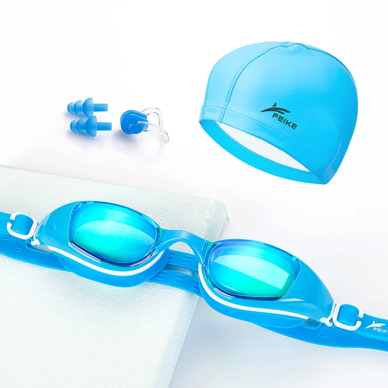 Зеркальные/прозрачные очки для плавания, для мужчин и женщин, для водного спорта, Экипировка для мужчин, Т-образная шапочка для плавания, зажим для носа, набор для ушей, профессиональные очки для плавания