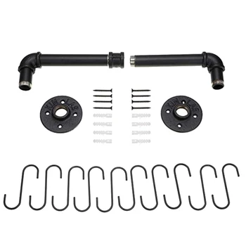 

HIPSTEEN 12x80cm Kitchen Storage Shelf Hanging Pot Rack Kitchen Wall Pot Pan Rack With 10 Hooks Storage Organizer Cooking Tools