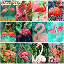 

RUOPOTY Frameless Flamingo Animals Coloring By Number zero basis Dwarf Painting by numbers Handpated For Adult and child Gift