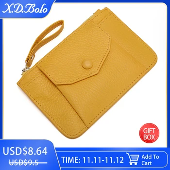 

XDBOLO HOT SALE 2020 Coin Bag Zipper Wallet Women Genuine Leather Wallets Purse Fashion Short Purse With Credit Card Holder Hasp