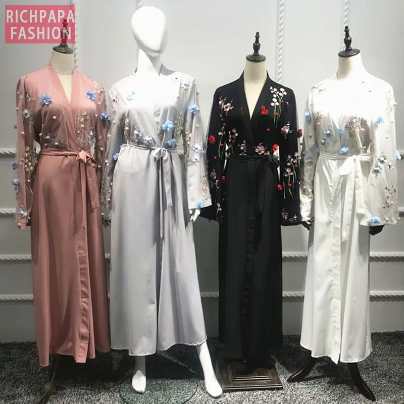 Абая для мусульман, Дубай, турецкий, катарский, длинное цветочное кимоно, кардиган, хиджаб, платье, jilbabe Robe Musulmane abaya s, женская мусульманская одежда