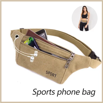 Sports pockets multifunctional men and women canvas running anti-theft mobile phone bag riding invisible personal bag tanie i dobre opinie NoEnName_Null