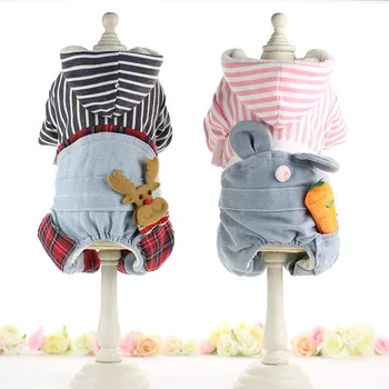 

Cute Stripe Dog Jumpsuit Winter Warm Fleece Small Dog Cat Coat Jacket Chihuahua Shirt Hoodie Clothes For Pitbull
