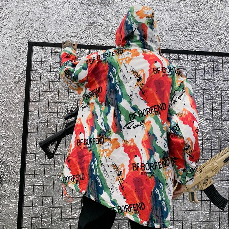3XL длинная хлопковая стеганая мужская зимняя куртка в стиле хип-хоп, свободная Толстая Камуфляжная парка, мужская пуховая куртка, Chaqueta Hombre, одежда