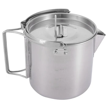 

Camping Cooking Kettle Hanging Pot 1.2L Stainless Steel Outdoor Tableware Cookware For Outdoor Picnic Bbq Portable