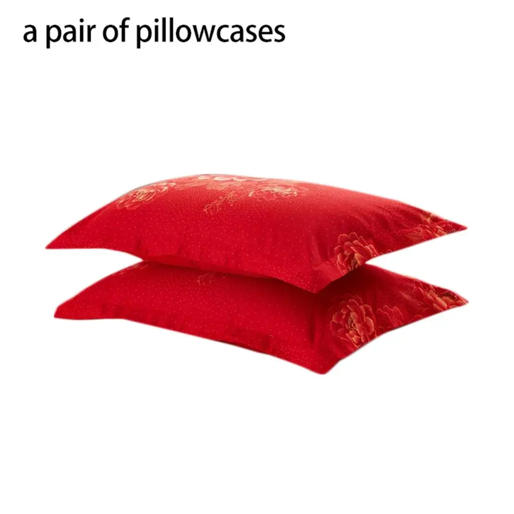 B Pillow Cases x 2 150x200 см Красная Простыня с цветочным рисунком, покрывало, кружевная простыня для спальни, свадебное постельное белье, подарок на новоселье, наволочки - Цвет: B Pillow Cases x 2