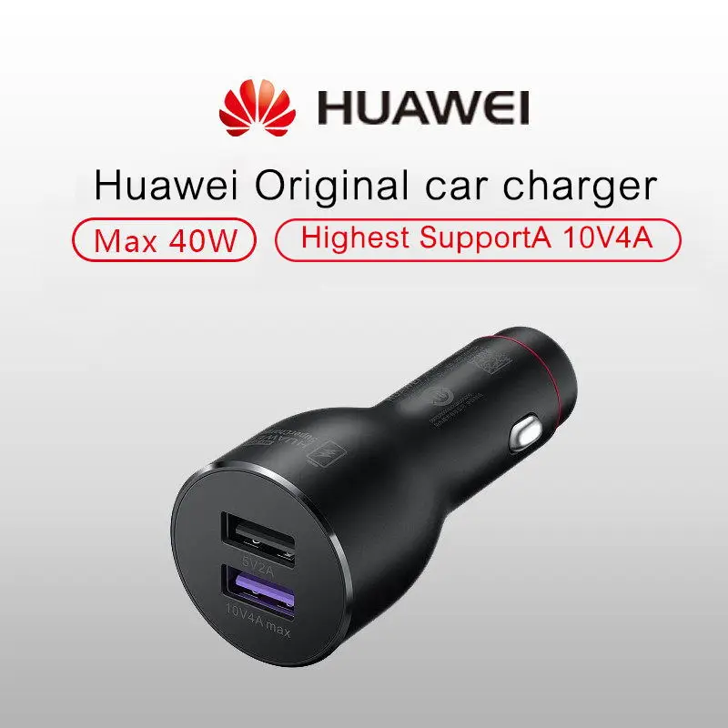 Автомобильное зарядное устройство HUAWEI 2 Supercharge CP37 быстрый адаптер 5A USB C кабель 40 Вт макс 10 в 4A двойной USB Honor 20 V10 P30 Pro P10 P20