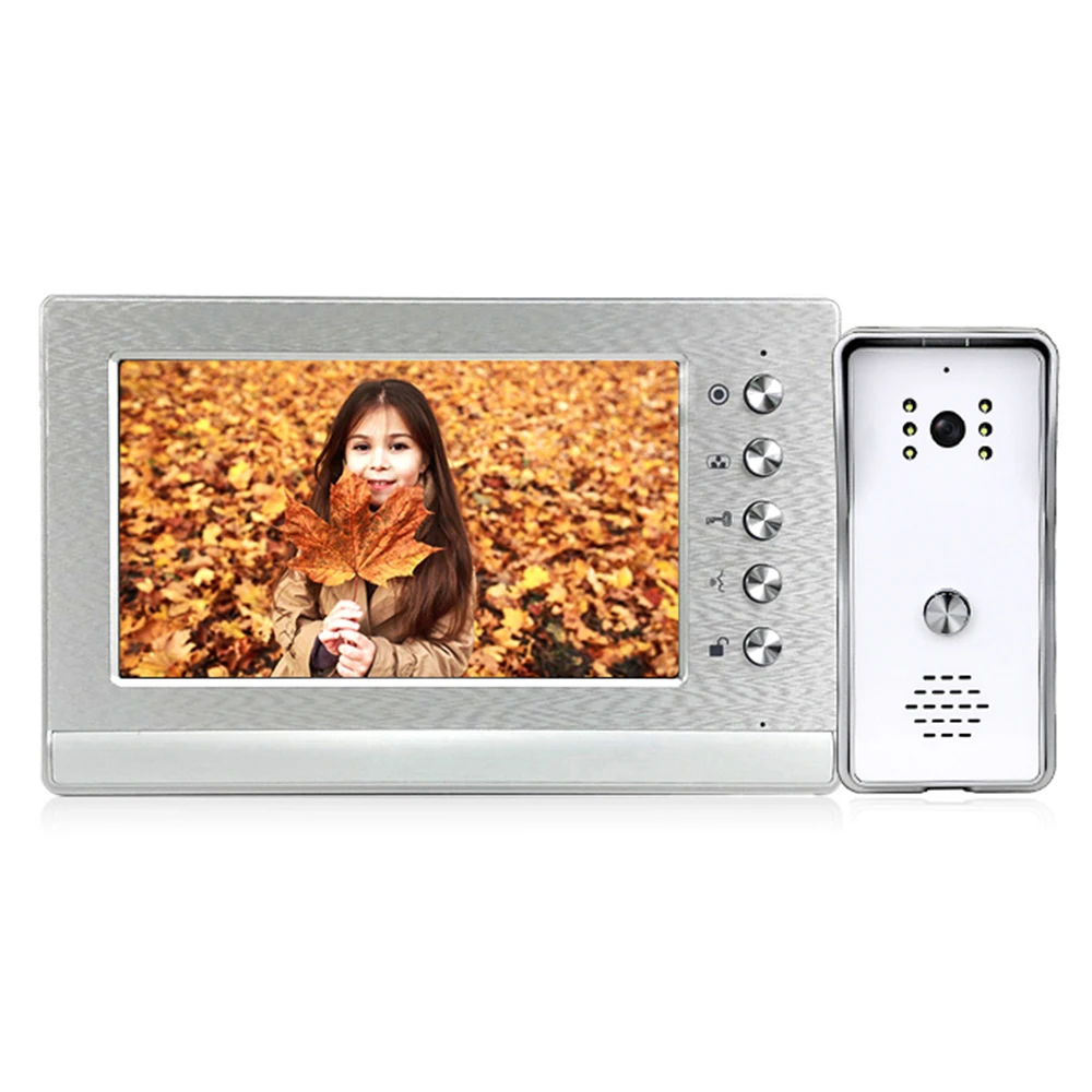 YSECU 7 дюймов 1000TVL HD Серебряный видеодомофон комплект для домашней безопасности, видеодомофон с замком, видеодомофон, видео дверной звонок - Цвет: Silver-W