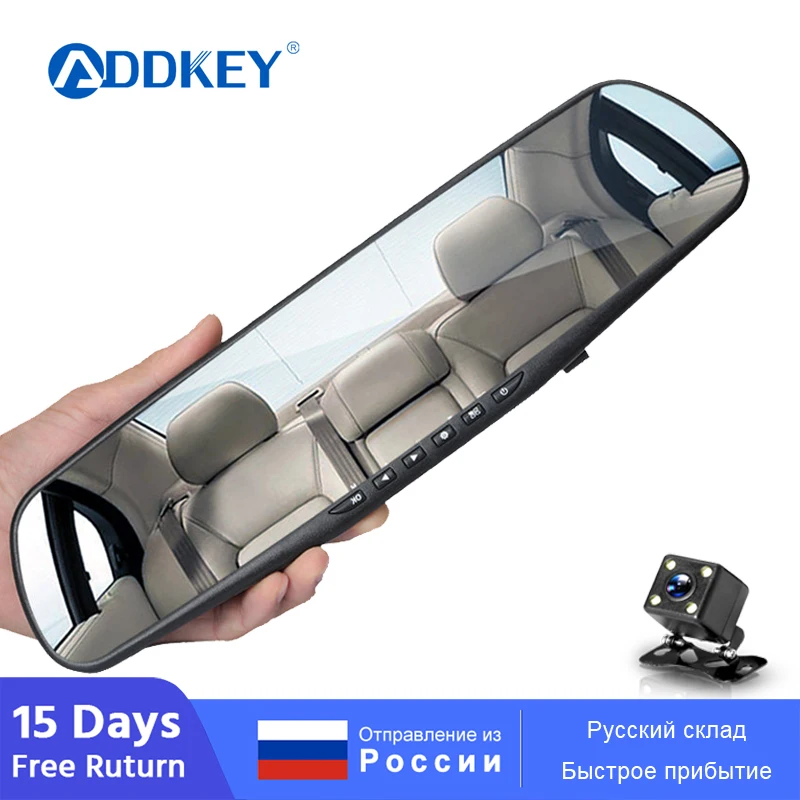 Автомобильный видеорегистратор ADDKEY 4 3 дюйма Full HD 1080P автоматическое зеркало