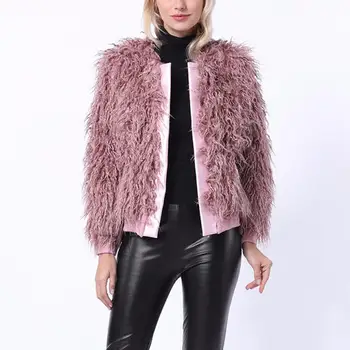 

Female Fur Coat Plus Size Fur Jacket Solid Slim Fit Winter Coat Fluffy Pink Faux Fur Coat Women Long Sleeve Autumn Woman 4xl 3xl