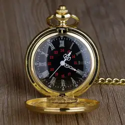 Винтажные полированные гладкие кварцевые карманные часы с цепочкой, ожерелье для мужчин и женщин, римские цифры, часы с брелоком, Relogio De Bolso