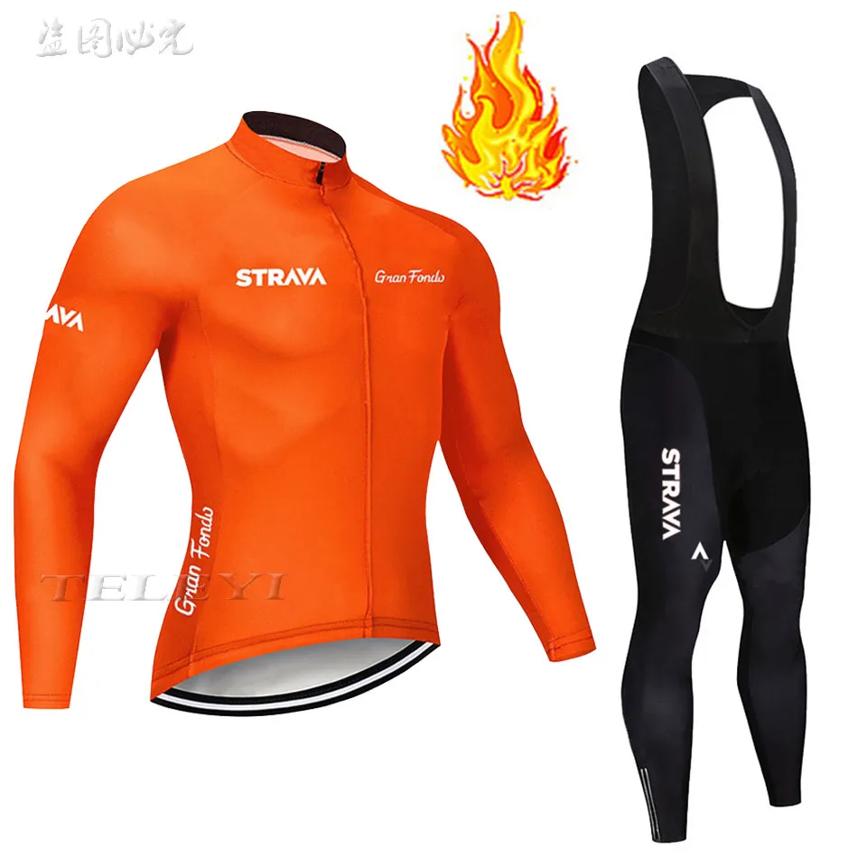 STRAVA зима термо флис Велоспорт Джерси Ropa Ciclismo Mtb с длинным рукавом Одежда для велосипеда Maillot Biciclet